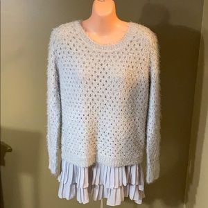 Anthropologie A’reve Fuzzy Mixed Media Sweater